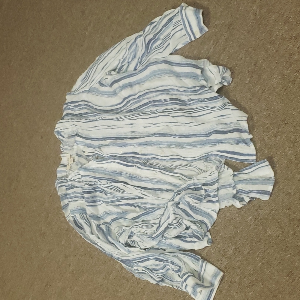 Blue Striped Button Down Blouse